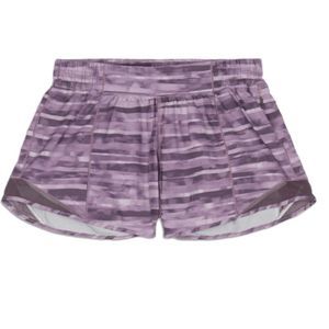 Lululemon Hotty Hot Short Size 12 Purple print Lined with Zipper Pocket